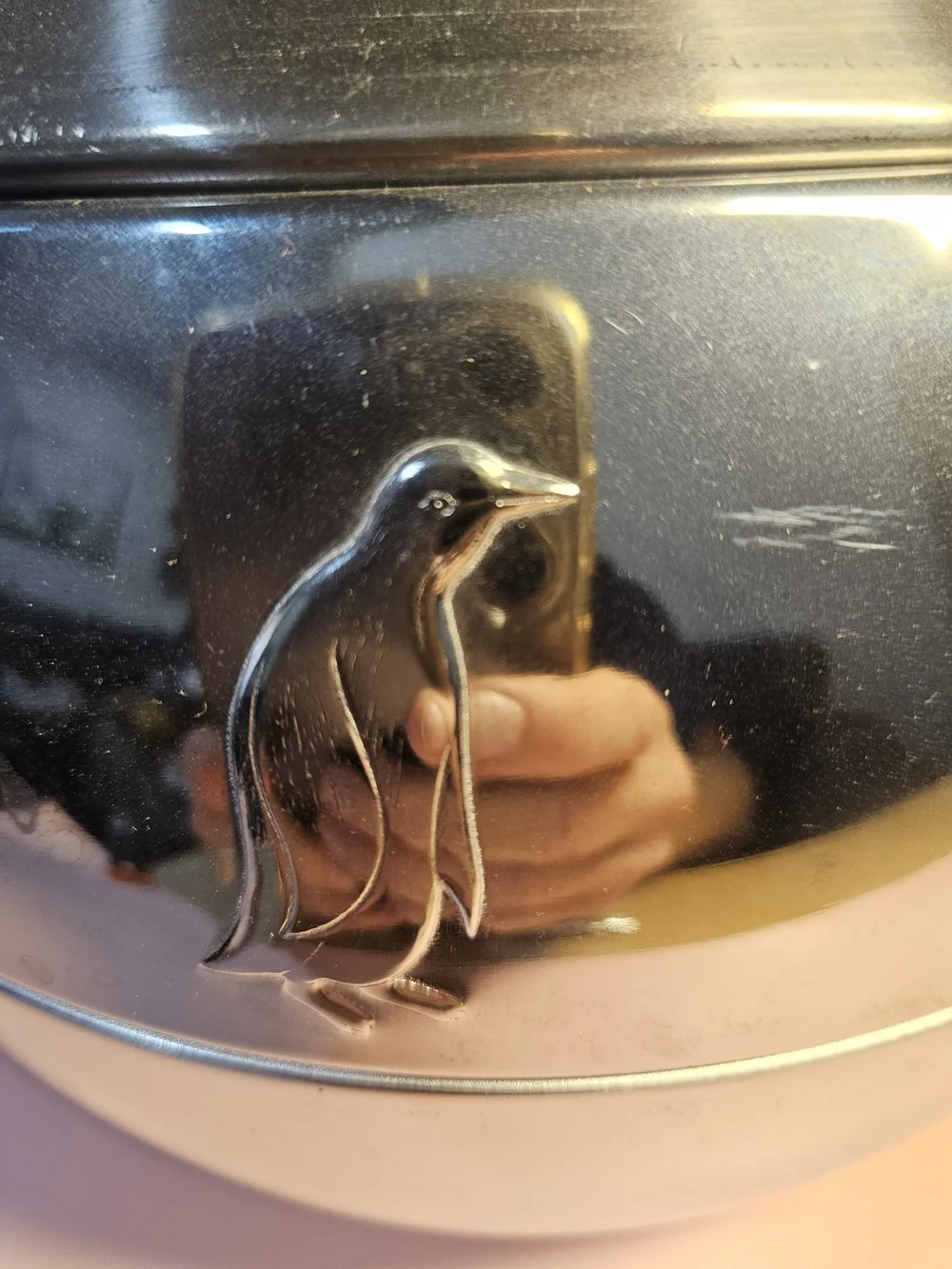 Vintage Silver Penguin-Accent Covered Serving Bowl - Silver. Bin 18
